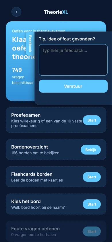 Feedbackpaneel waarin je direct een bericht typt